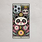 受注生産 iPhoneケース パンダ風モチーフのサイケ民芸柄｜動物モチーフ PSYF027C