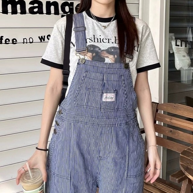 ダックスフントグラフィックリンガーTシャツ 2col R02294