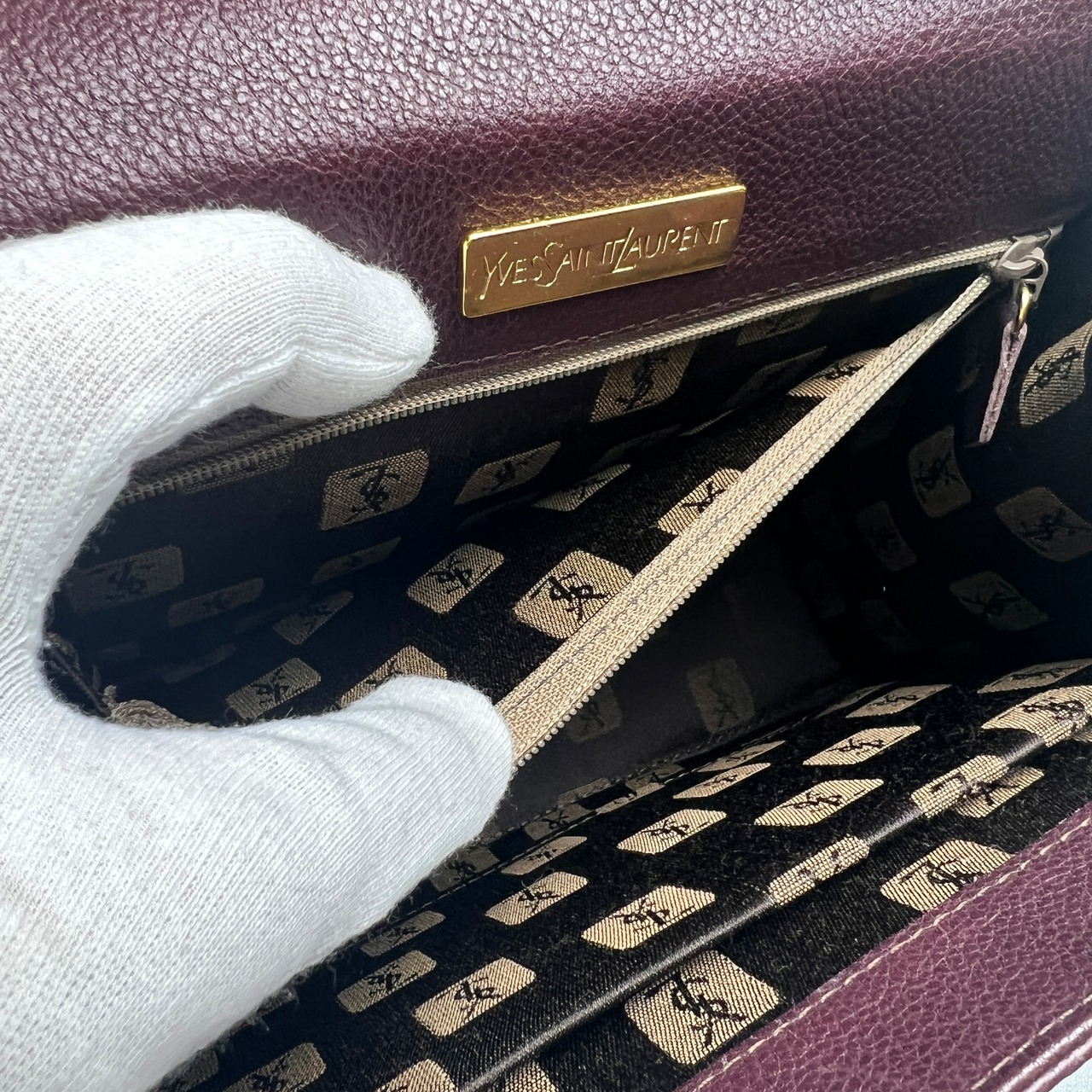 SAINT LAURENT サンローラン ハンドバッグ ボルドー A-12841