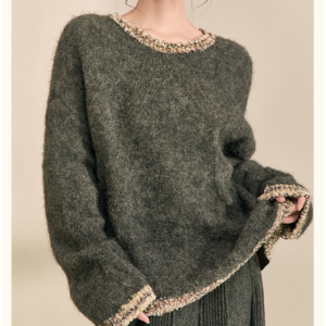 ベルスリーブニットトリミングプルオーバー W01099