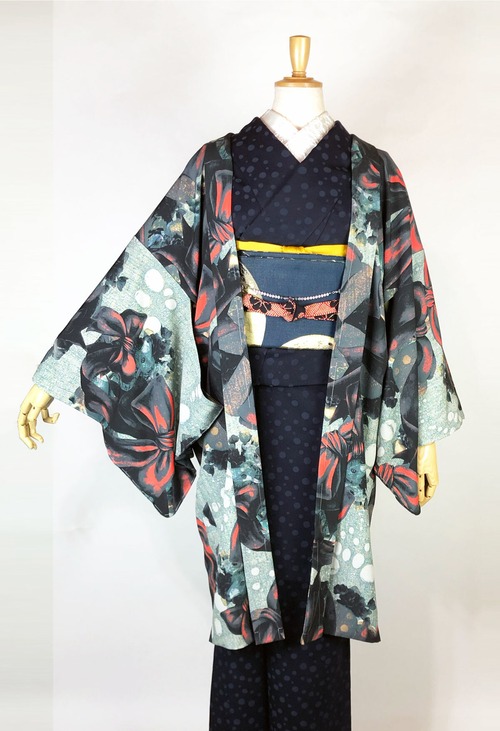 ポリエステル袷羽織 「Ribbon sheep」ブラウン