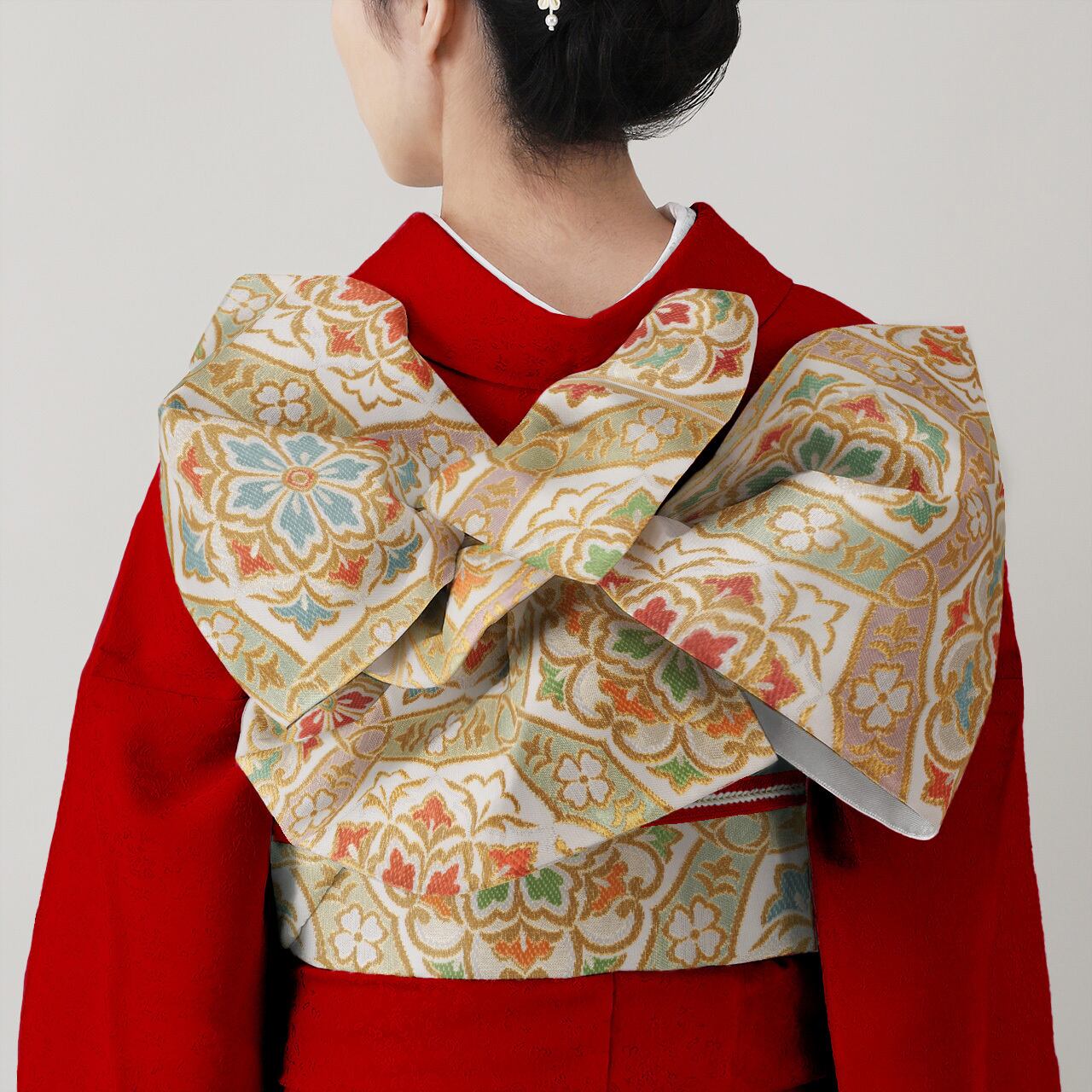 振袖用 袋帯 豊彩六稜文 (白) | 川島織物 和装公式オンラインショップ 