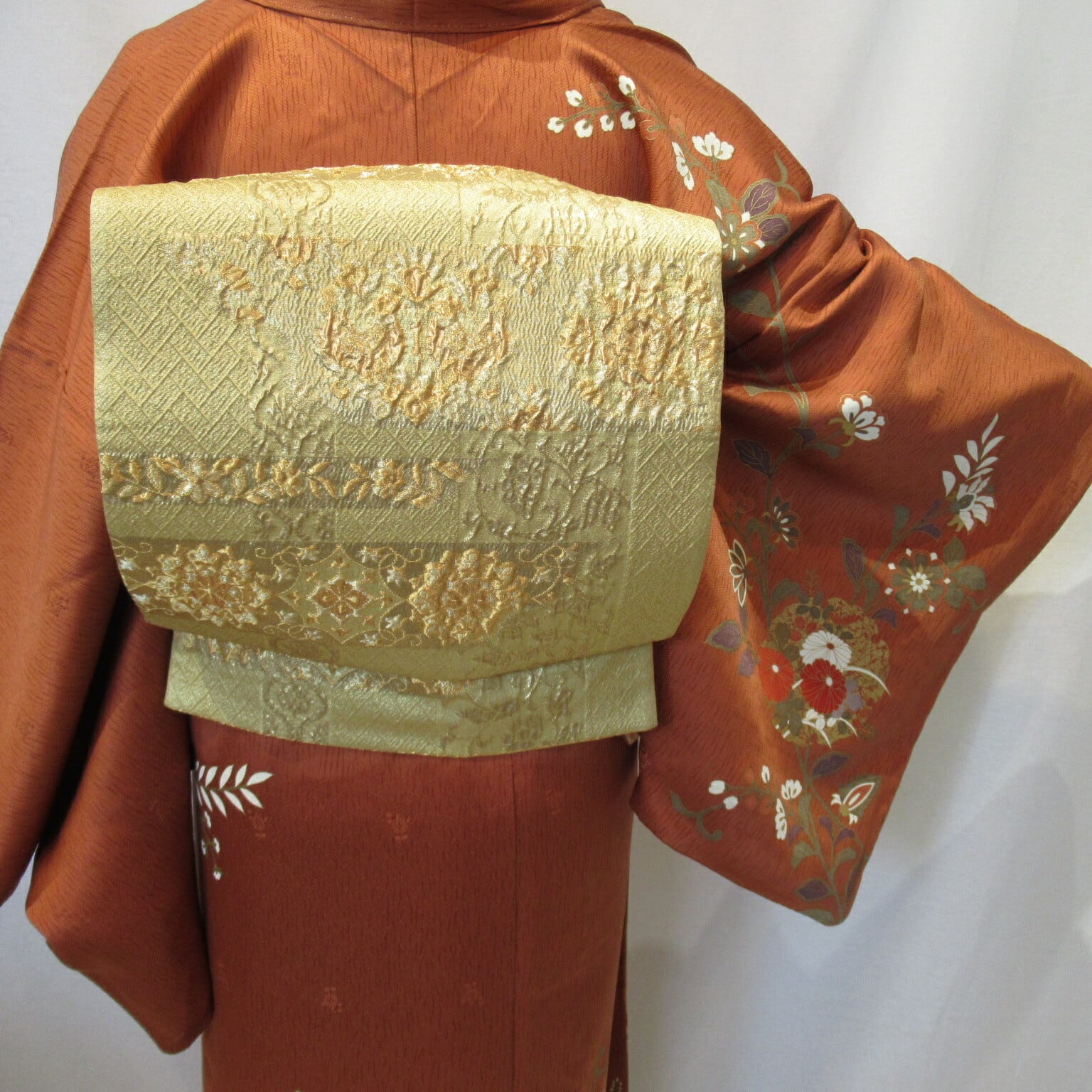 1815アラベスク文様訪問着　袷単品 レンガ色訪問着アラベスク文様1601 | リサイクル着物と着物ジャケット