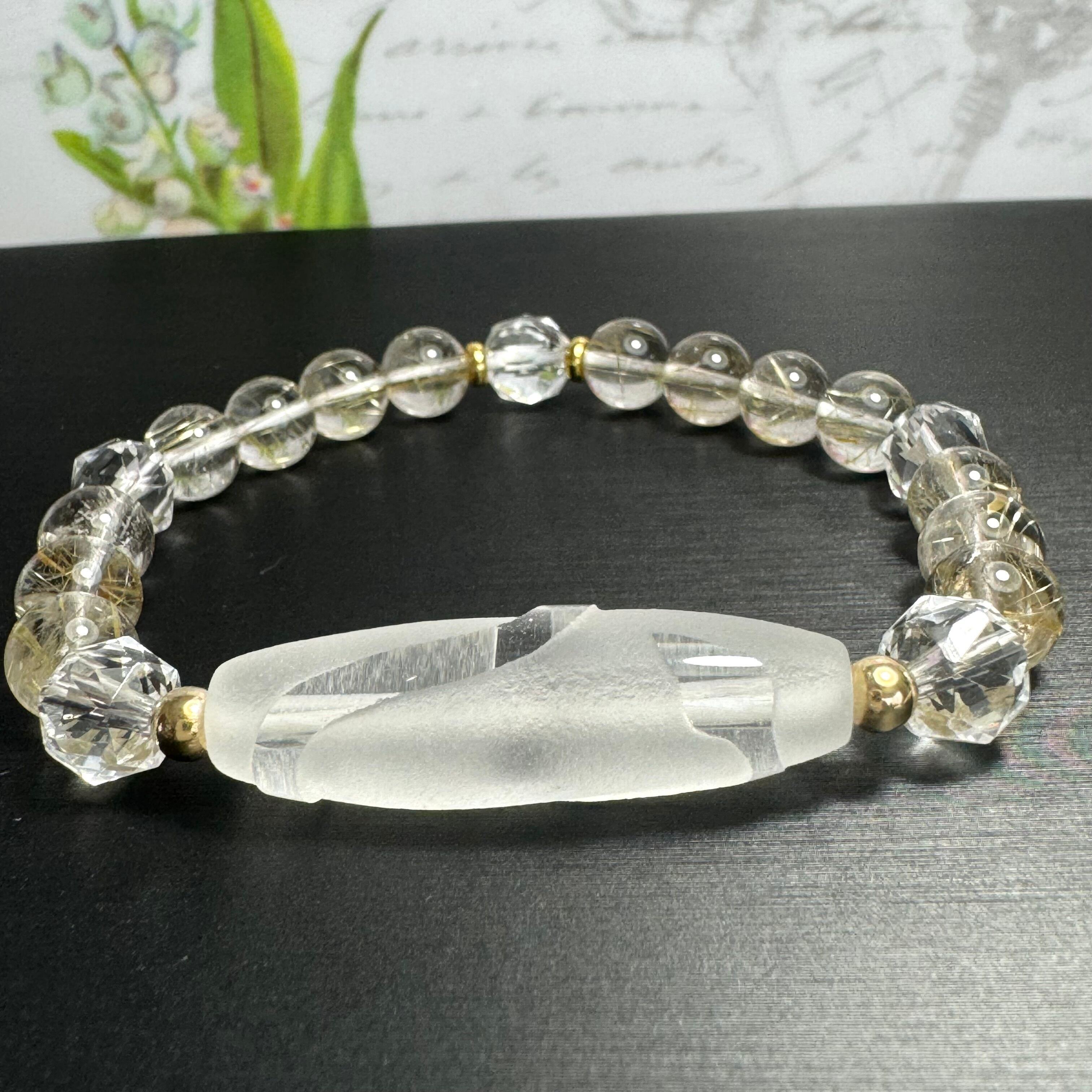 天然タイチンルチルクオーツ ブレスレット7.5mm15.7g ⭐︎【天然】タイチンルチルクオーツ ブレスレット 7.5mm