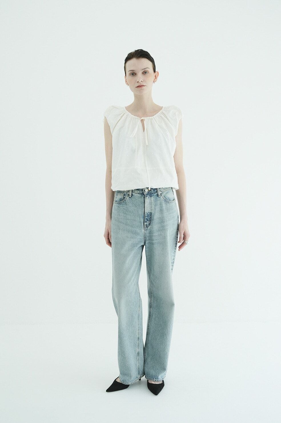 CLANE W FACE DOT SLEEVELESS RIBBON TOPS | FLICKA ASHIYA