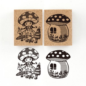 4/15 12:00~販売『きのこの精霊』物に宿る精霊オブジャニマ達のスタンプ 幸福の精霊シリーズ　26×34mm