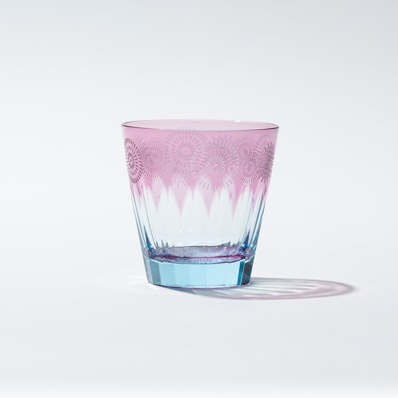 花火（金赤×ライトブルー）大サイズ | 椎名切子（GLASS-LAB) 江戸切子