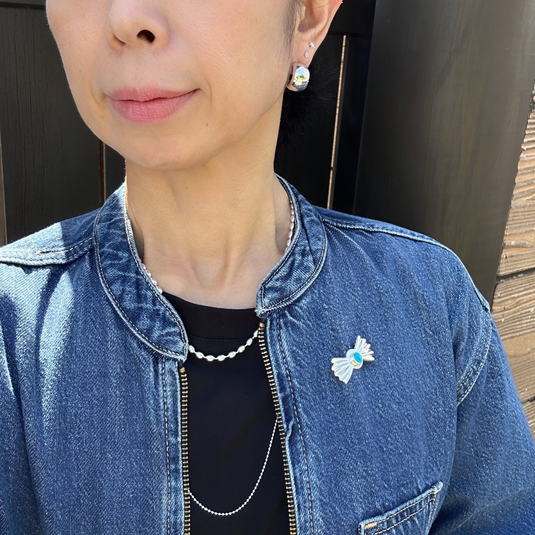 Indian Jewelry》バタフライ キングマン ターコイズ ブローチ 蝶