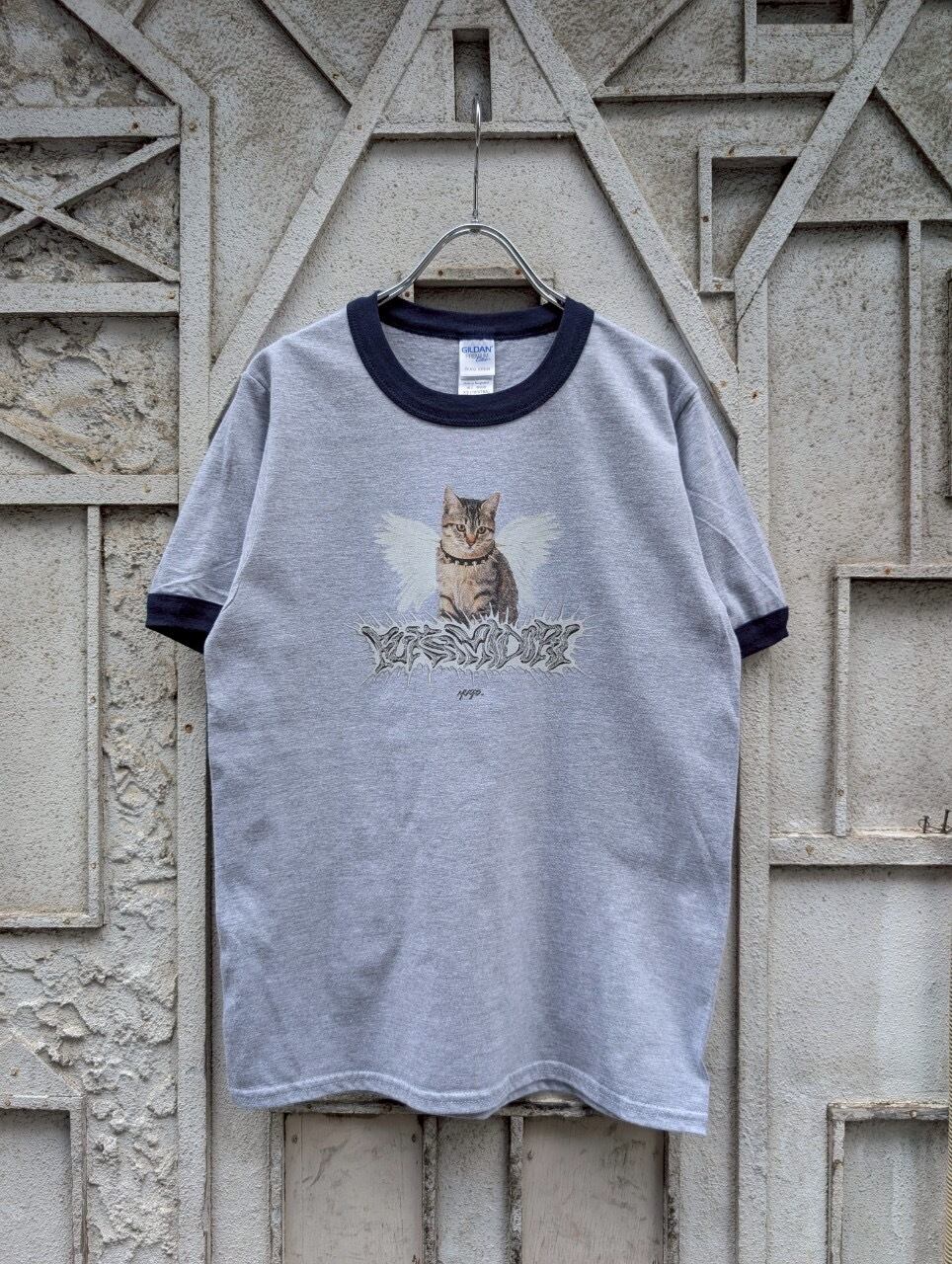 "YUGO.×深緑" fairy cat print ringer tee