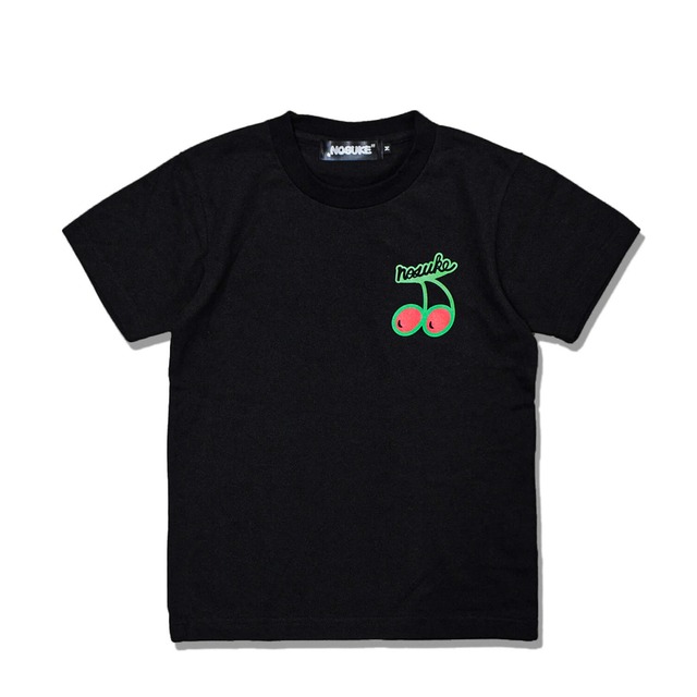 【Kids】"NOSUKE" Cherry Girl Print T-shirt（Black）
