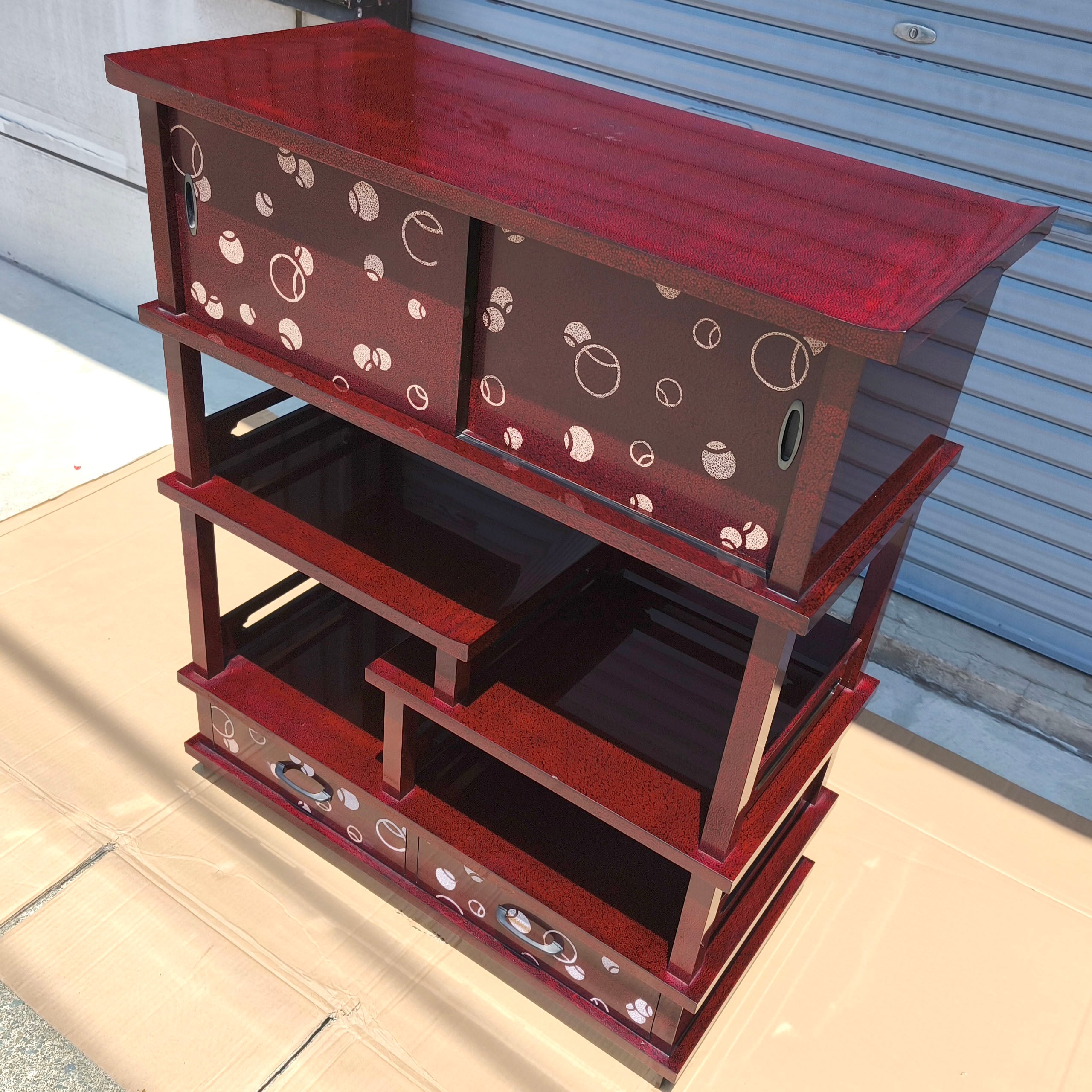 津軽塗（七々子塗）バカ塗り・飾り棚・伝統工芸・No.230801-86・梱包