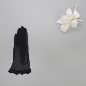 フォーマル用ドットチュール裾ケミカルショート手袋 ブラック427-303