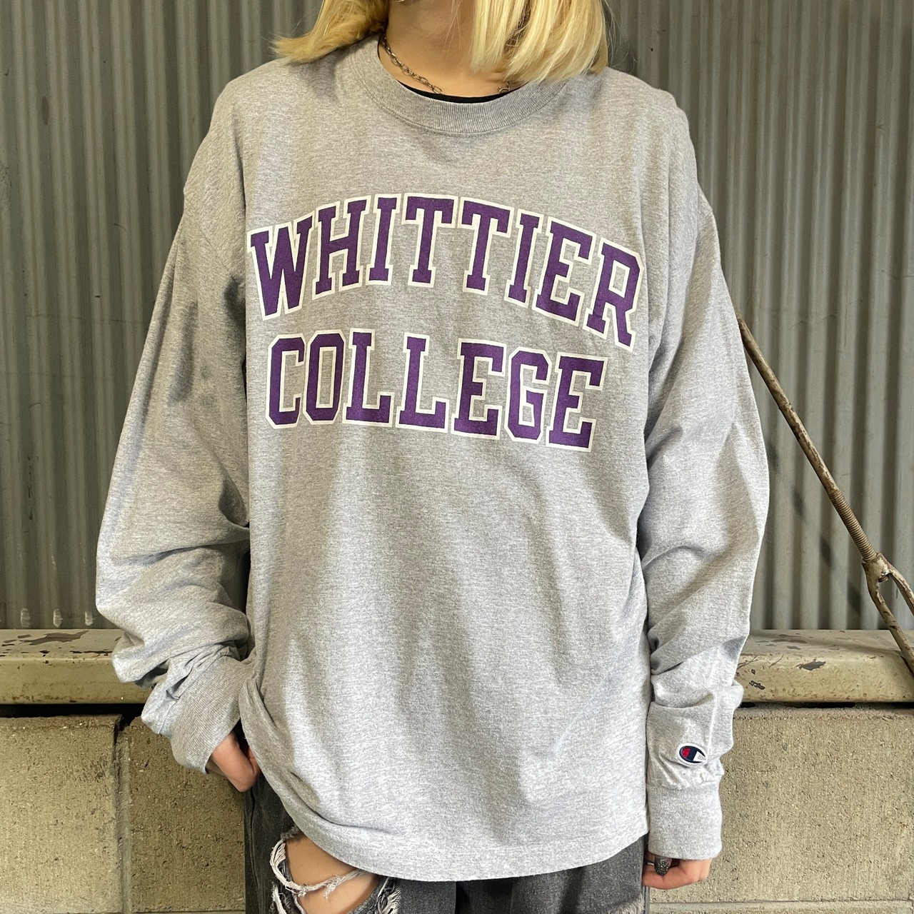 Champion チャンピオン WHITTIER カレッジロゴプリント ロングTシャツ 