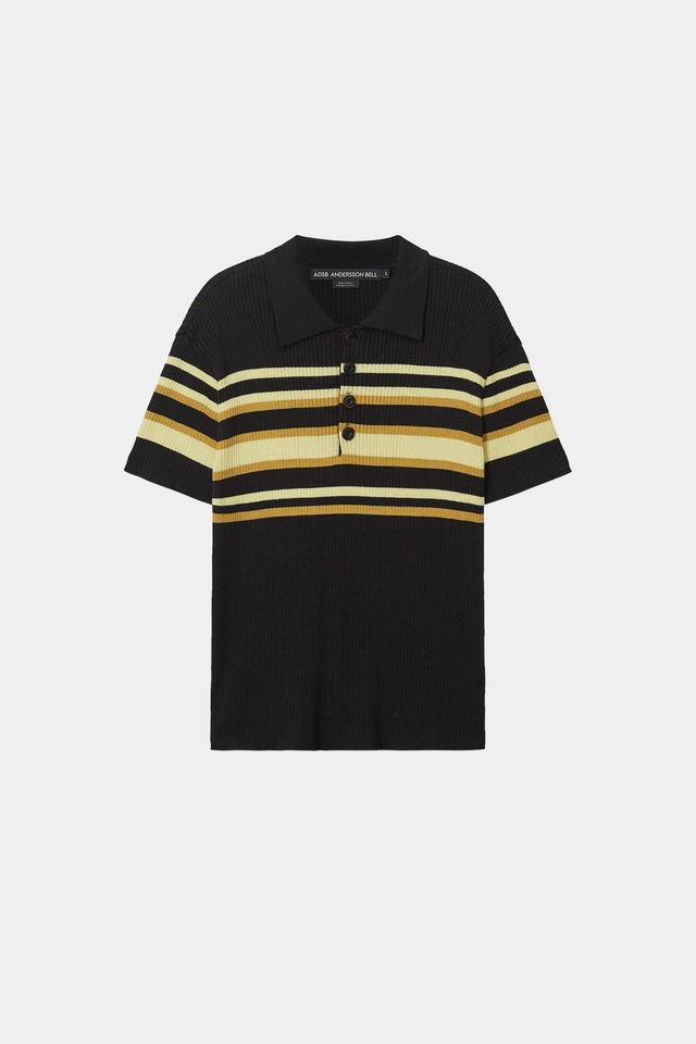 [ANDERSSON BELL] PITT STRIPE POLO SWEATER atb1532m(BLACK/LEMON) 正規品 韓国ブランド 韓国通販 韓国代行 韓国ファッション ANDERSSONBELL アンダーソンベル 日本 店舗