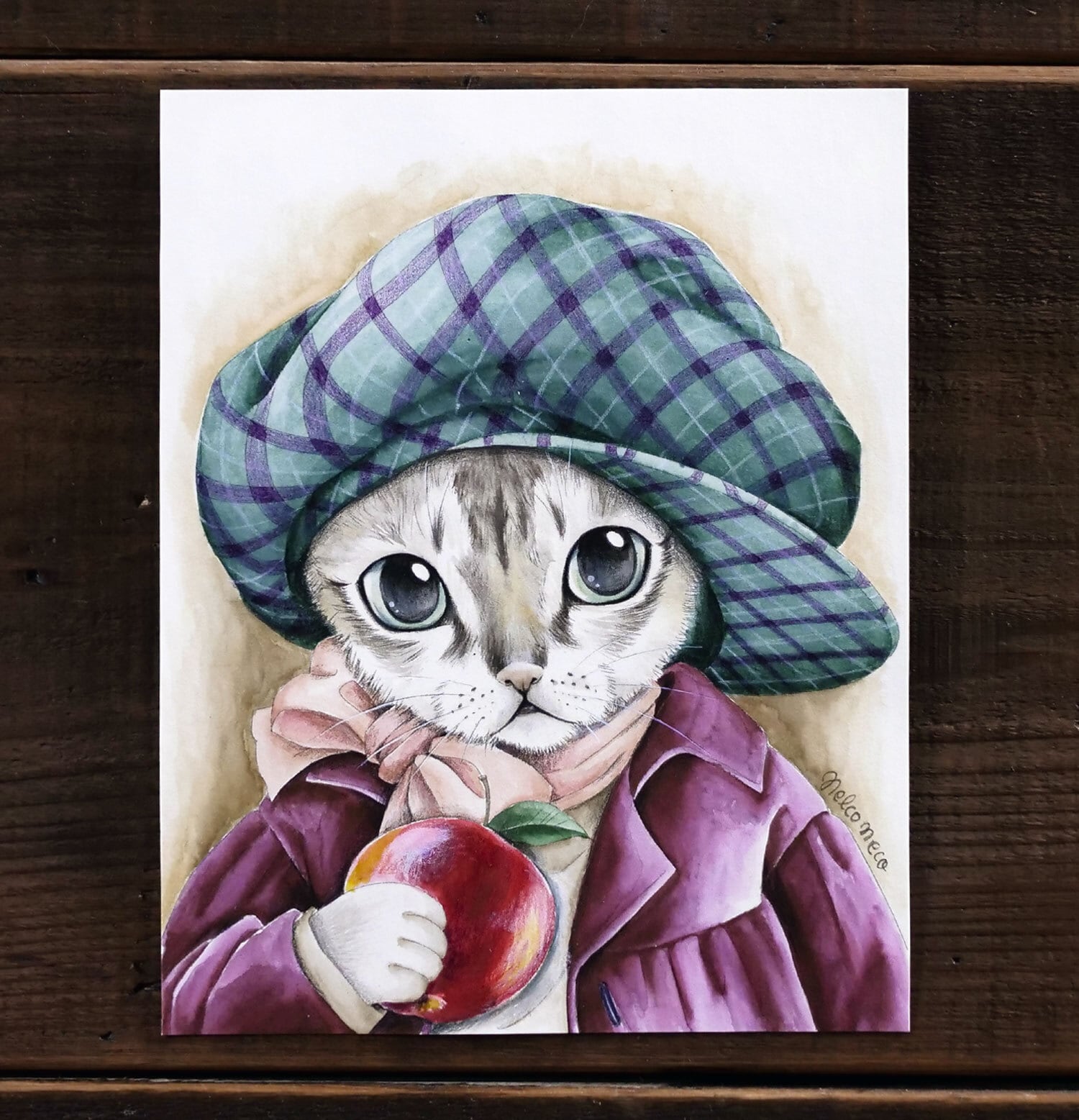 おしゃまなうちの子』イラスト原画/水彩+色鉛筆画 A5 サイズ おしゃまなうちの子』イラスト原画/水彩+色鉛筆画 A5 サイズ