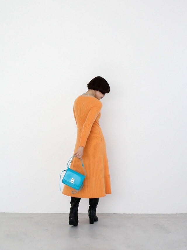 square-neck rib knit one-piece | Katrin TOKYO