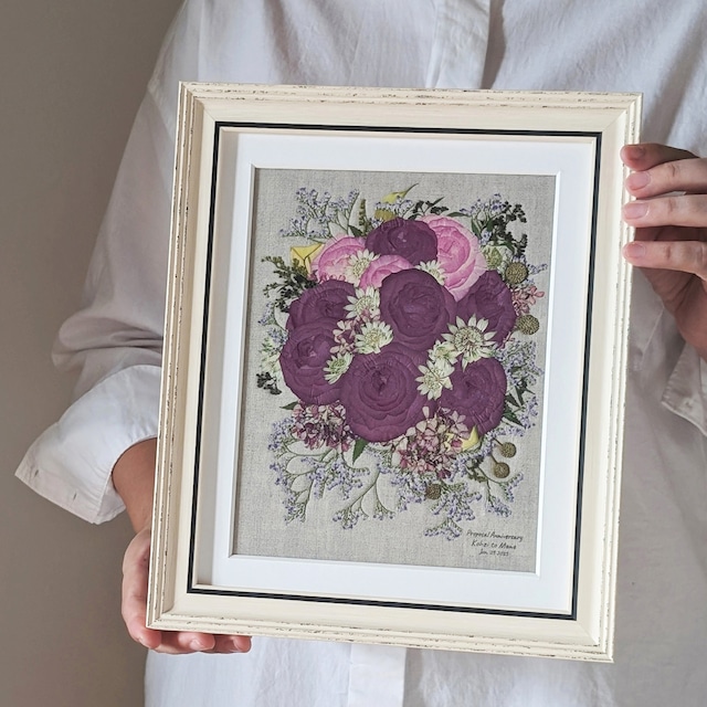 Yさま専用:受注制作11|結婚式の記憶を飾る|押し花額〈Mサイズ〉オーダーメイドアフターブーケ/ウェディングブーケ保存