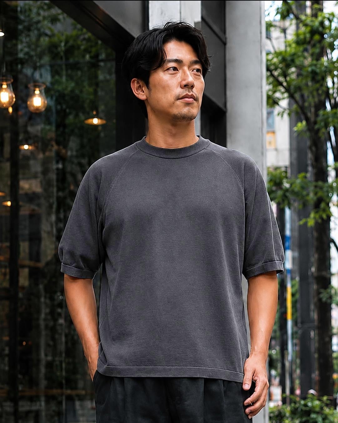 STILL BY HAND 和紙混半袖ニット KN02262 | Lampa