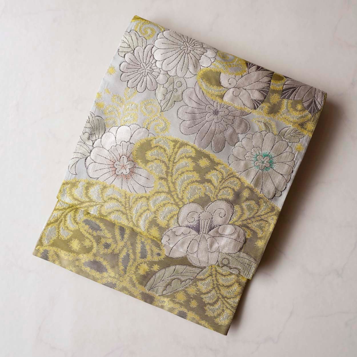 【ふくろ帯】淡油色地 葵花文 ふくろ帯