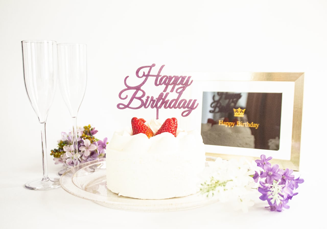 文言変更可】ケーキトッパー大：Happy Wedding, Happy Birthday