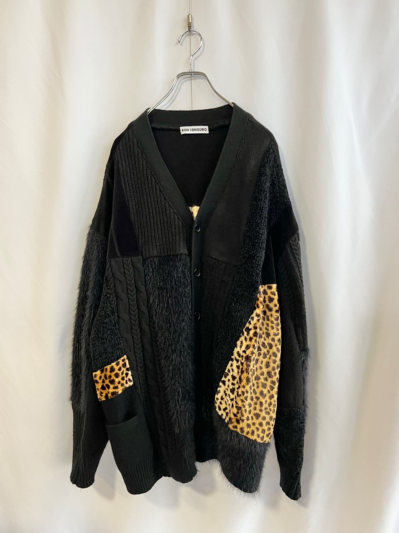 【KOH ISHIGURO】"再構築" REMAKE Leopard print and knit patchwork cardigan - 13