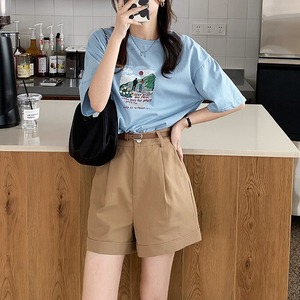 細ベルト付き ワンタック ワイドレッグパンツ レディース パンツ ボトムス ショートパンツ ミニ ショート 膝上 Aライン ベルト ウエストマーク ファスナー ポケット ハイウエスト きれいめ シンプル カジュアル 上品 おしゃれ こなれ感 ボーイッシュ ベーシック 無地 春 夏 女の子 学生 学校 通学 デート お出かけ リゾート 旅行 女子会 休日 バカンス 高原 ショッピング フェス 韓国 オルチャン コーデ 脚長 普段使い 着回し S M L XL 黒 ブラック ベージュ カーキ 大人カラー