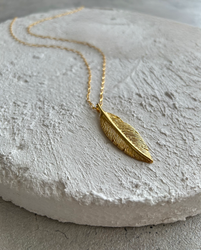 Feather Pendant Gold