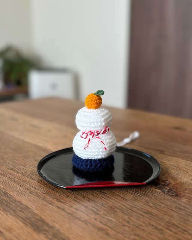 ＃ちょこっと乗るシリーズ「かがみもち」／ペット用アクセサリー（犬・猫・その他）　Crochet Kagami Mochi