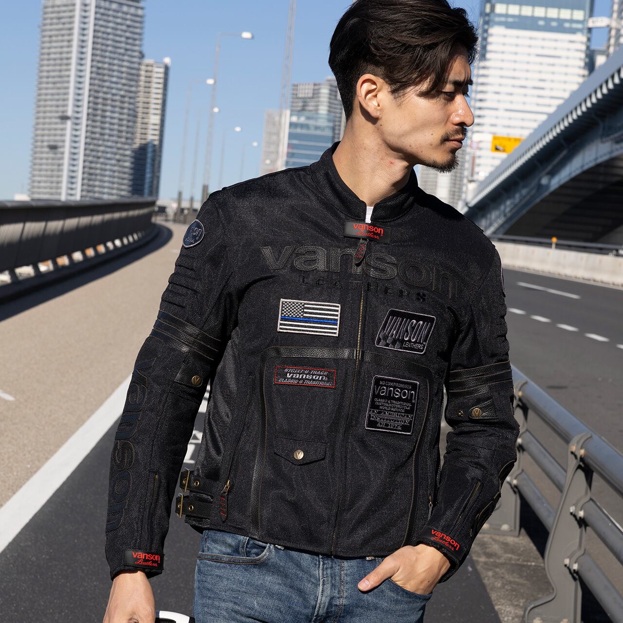VS24105S メッシュライダースジャケット | vansonleathers