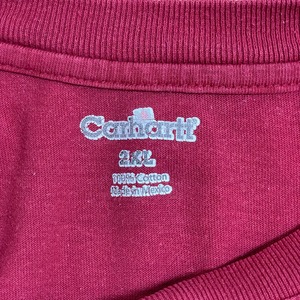 【Carhartt】MEXICO製 2XL ビッグシルエット ワンポイント ヘンリーネック ポケットTシャツ ポケT カーハート バーガンディ 半袖 夏物 US古着