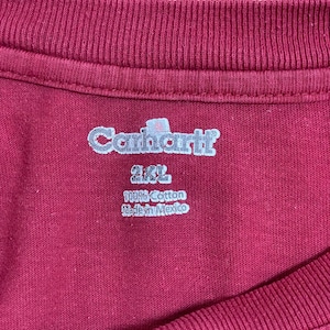 【Carhartt】MEXICO製 2XL ビッグシルエット ワンポイント ヘンリーネック ポケットTシャツ ポケT カーハート バーガンディ 半袖 夏物 US古着