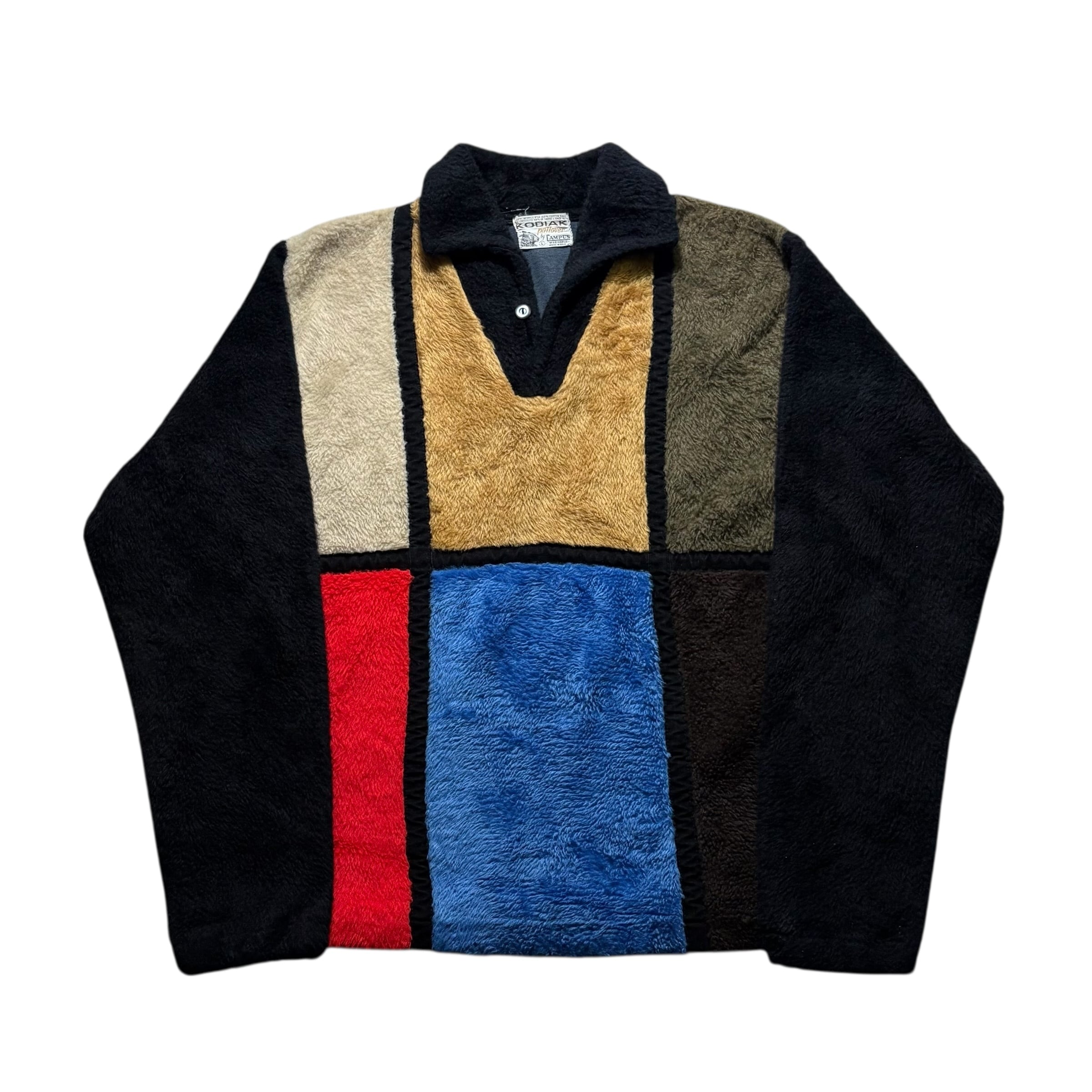 vintage 1950's KODIAK black fake fur pullover “Mondrian” | NOIR ONLINE