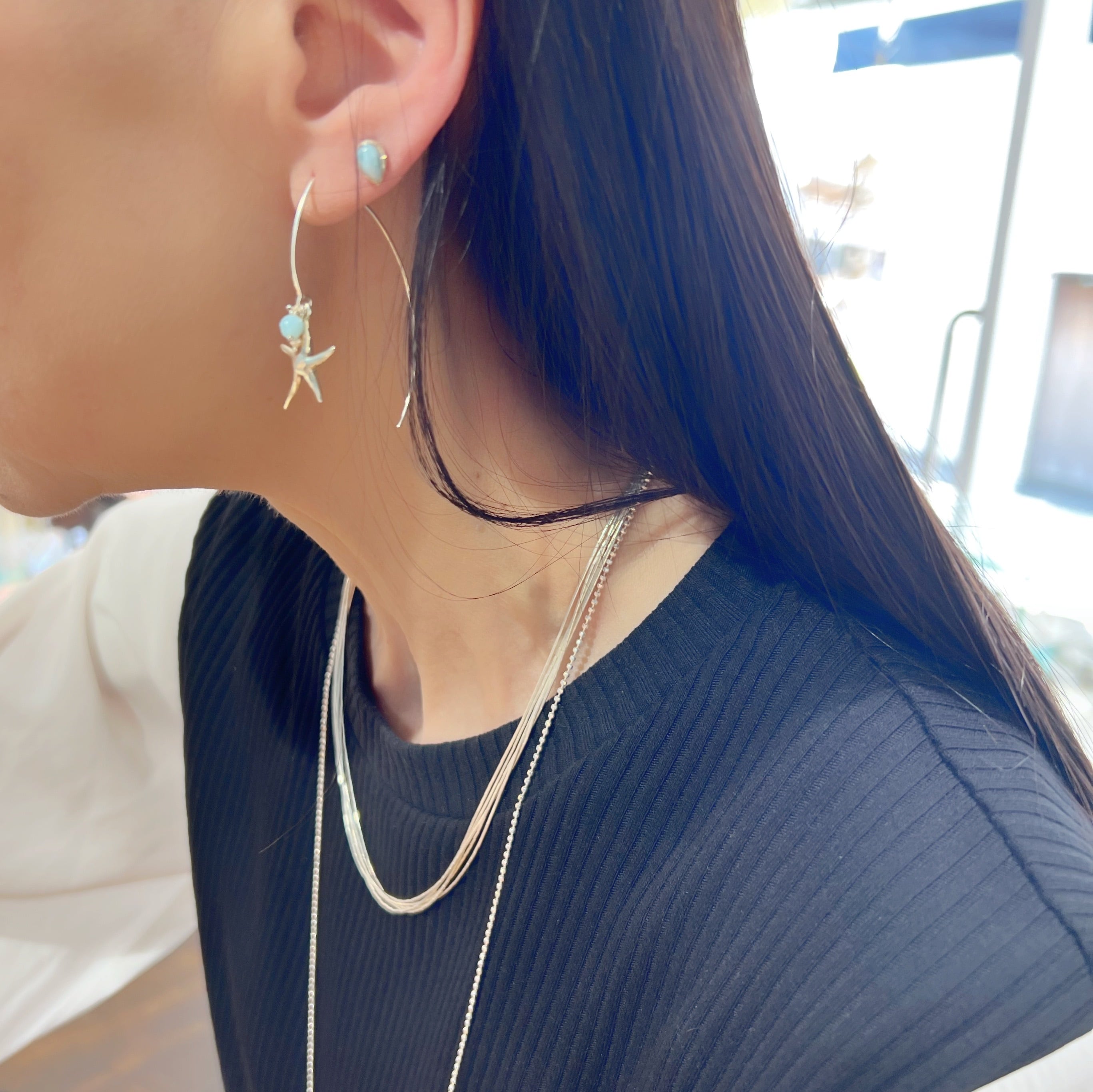 ラリマー ドロップ スタッドピアス S size 0.7 x 0.5 cm | 【公式通販