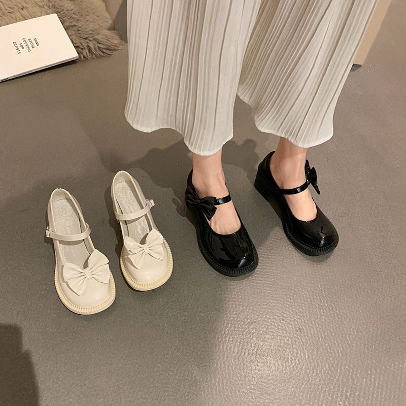 シングルサマースタイルスタンダード 靴 シューズ リボン レトロ 夏物 フェイクシューズ47103718207