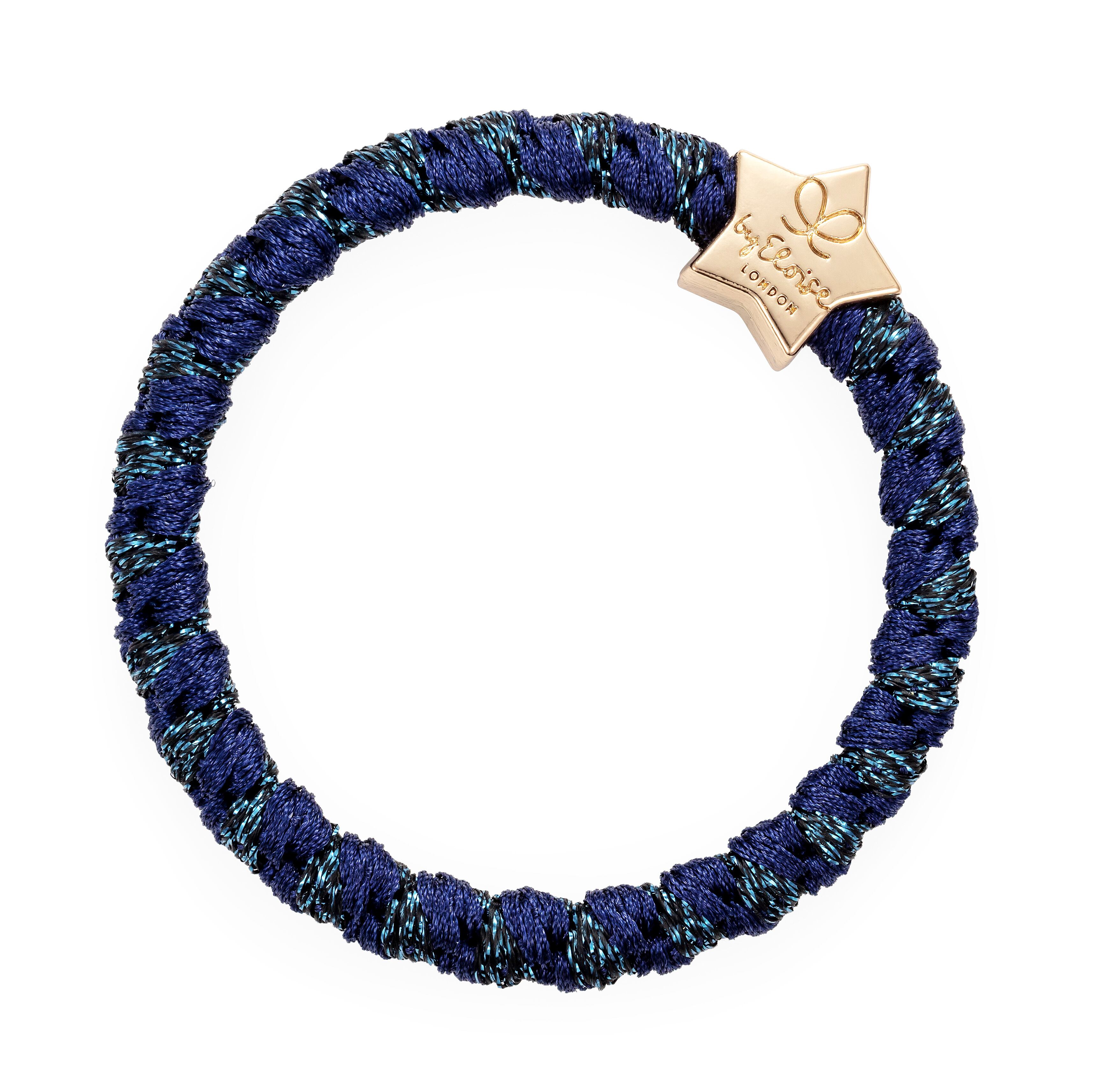 Woven Gold Star Navy Shimmer_W-2-091