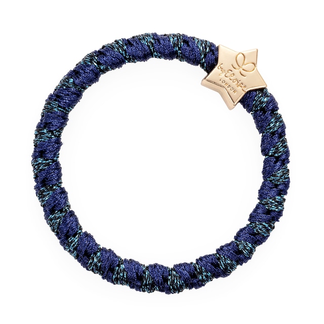 Woven Gold Star Navy Shimmer_W-2-091