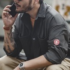 Button-down shirt long sleeve shirt work shirt ◇H0294