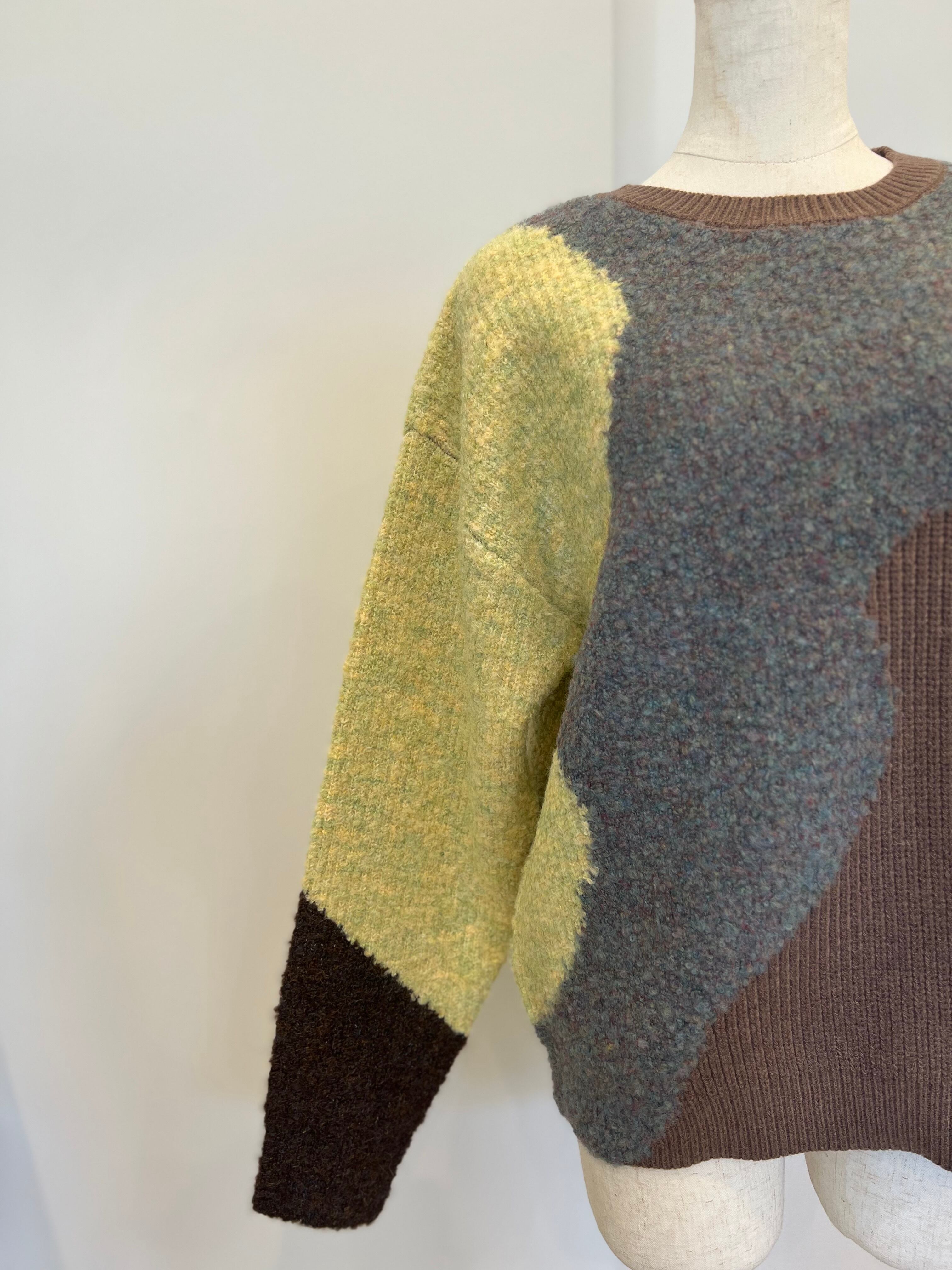 【SELECT】ランダムカラーブロックニット　29-0452