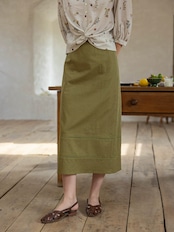 Provence Linen Blend Straight Skirt F0776