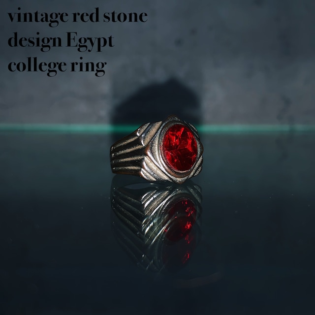 vintage red stone design Egypt college ring