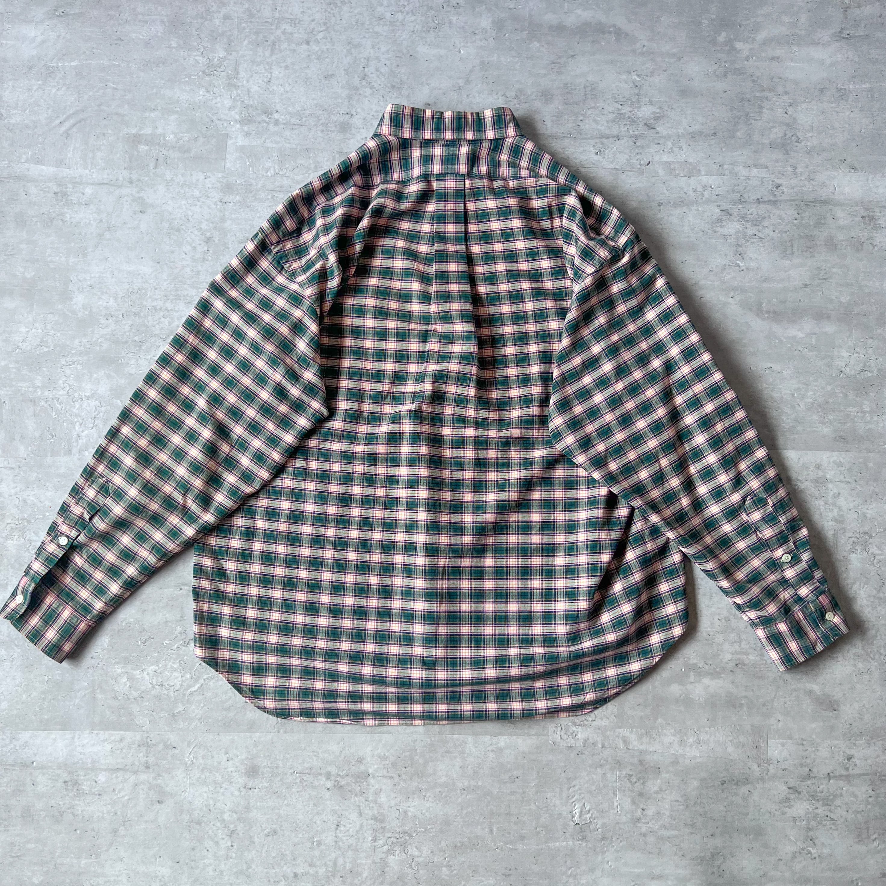 90s ラルフローレン BIGSHIRT チェック柄ボタンダウンシャツ M