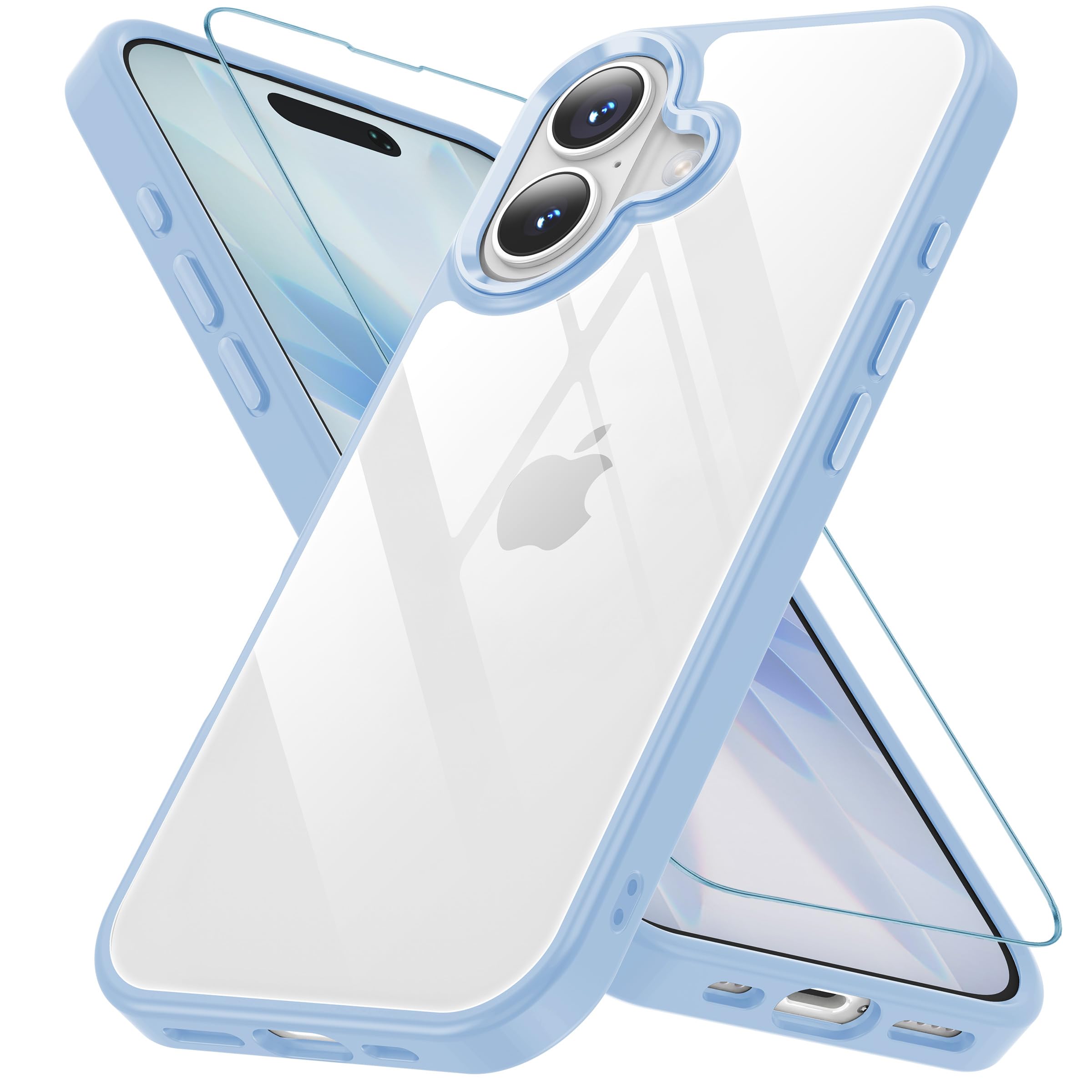 AXAG iPhone 17 用 ケース ガラスフィルム付き アイフォン 17 用 ケース 耐衝撃 黄変防止