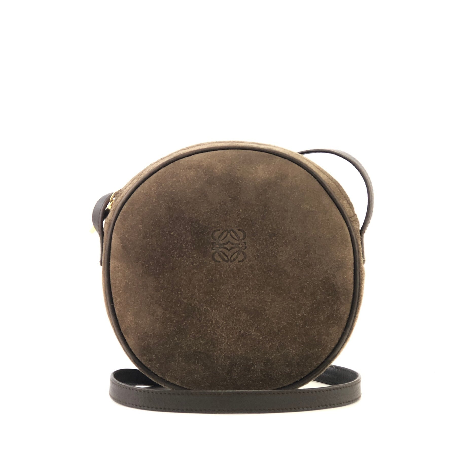 LOEWE ロエベ アナグラム コンビレザー スエード ラウンド ミニバッグ