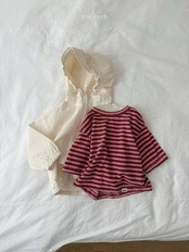 【取寄/韓国直送】minirobe 26/AT コジストライプ7部Tシャツ|秋服|韓国子供服