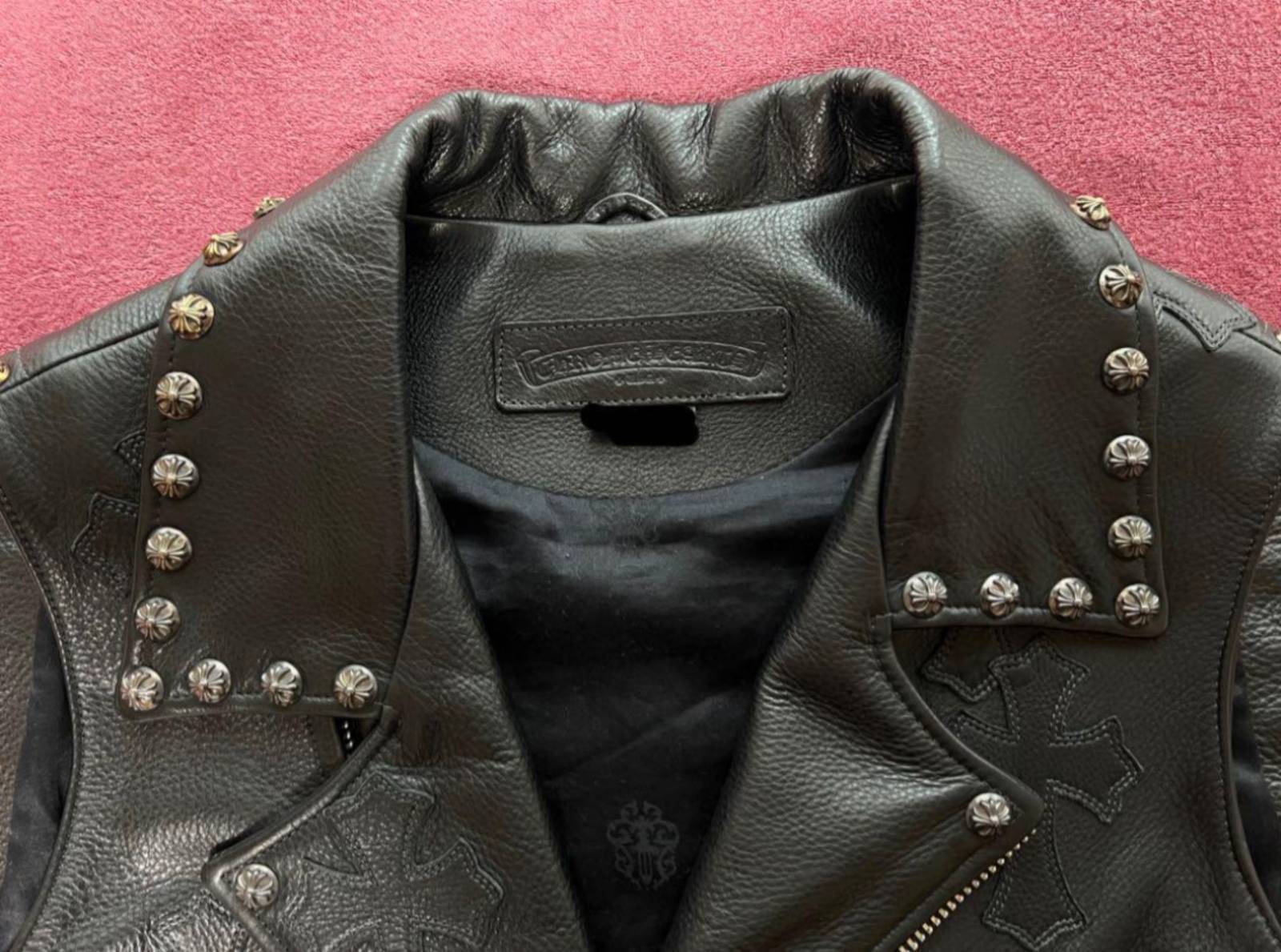 【美品】ライダース ベスト M size カウレザー クロームハーツ CHROME HEARTS クロムハーツ レザー ライダース ベスト オーダー