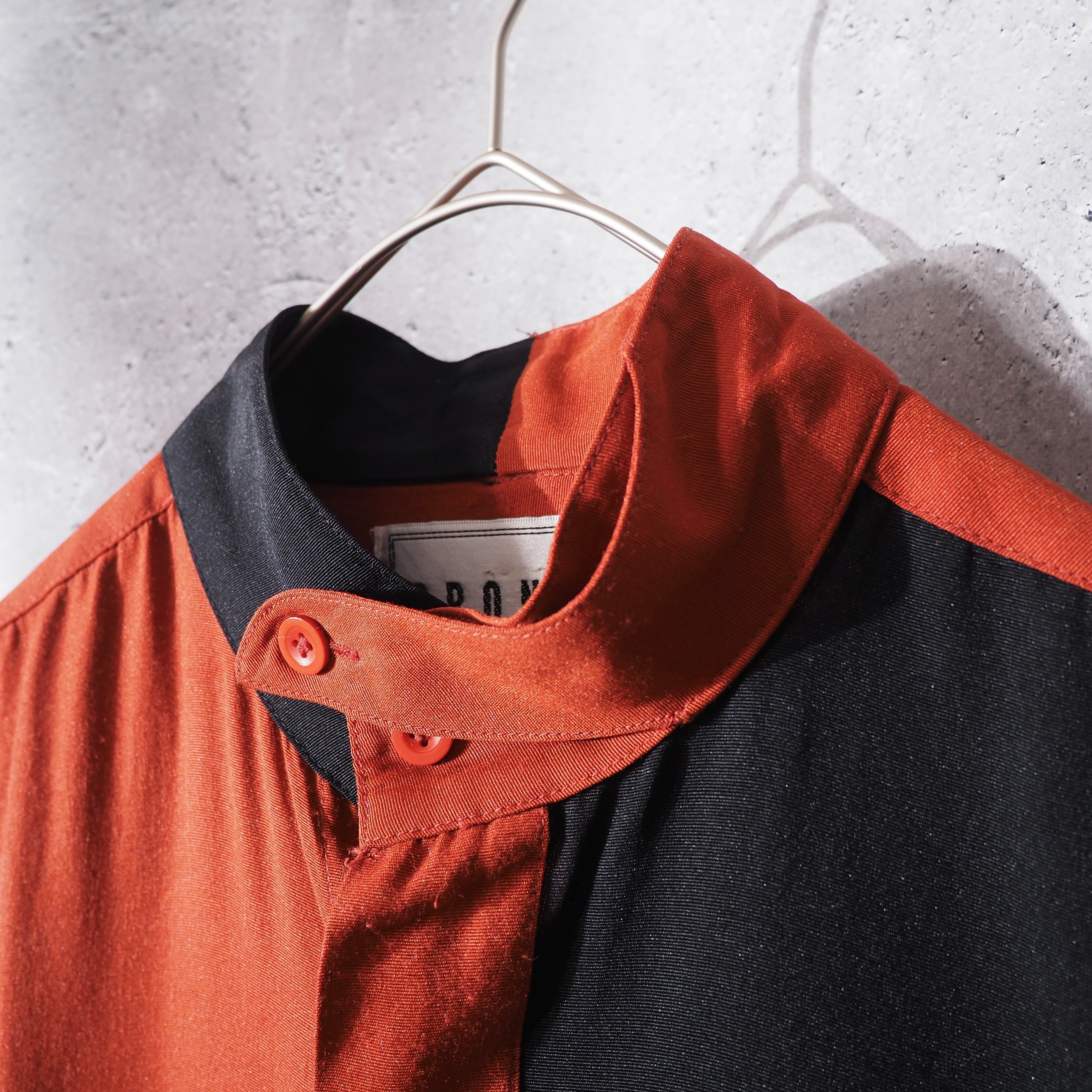 1990s " Pronti " Bi color × Embbossed vintage Band callar shirt