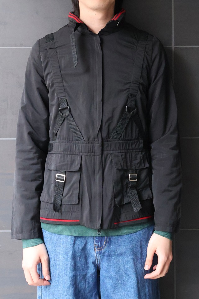 belted design double zip blouson