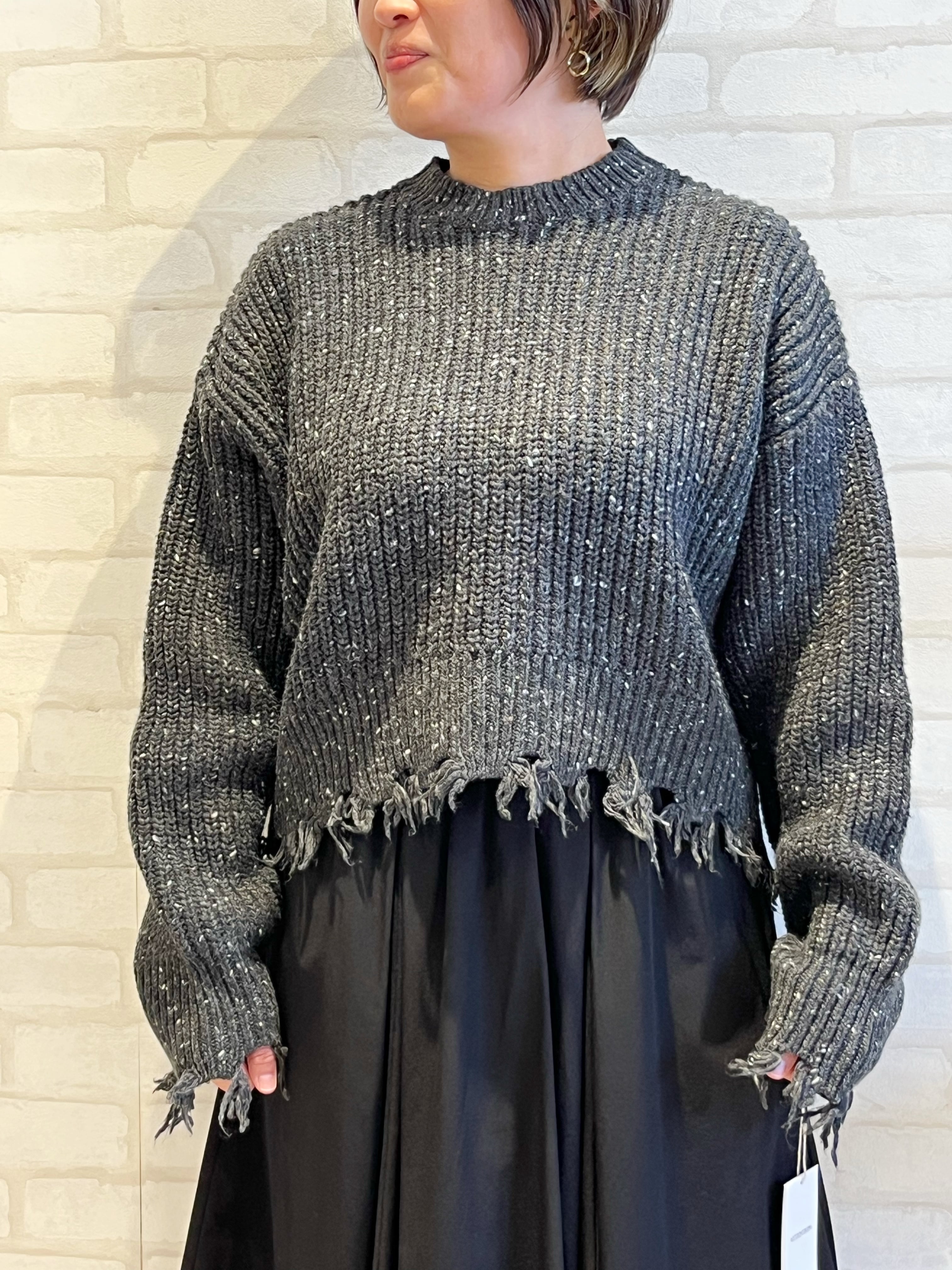 cafune/535984/ネップダメージニットプルオーバー(チャコール)