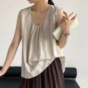 stripe sleeveless top 14567