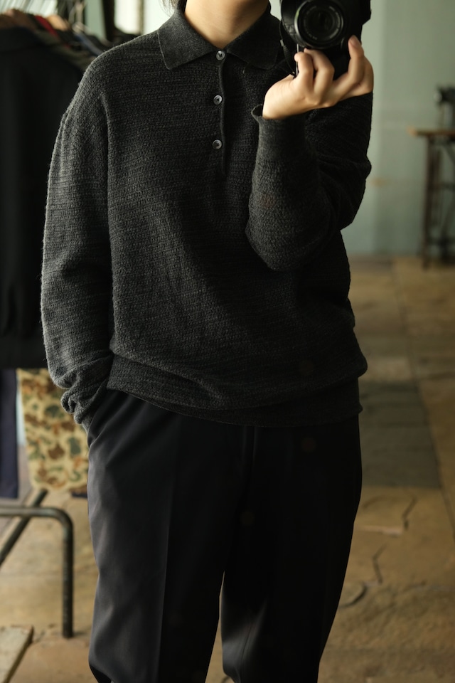 Utah/80-90's "IKE BEHAR" knit polo shirt/made in italy